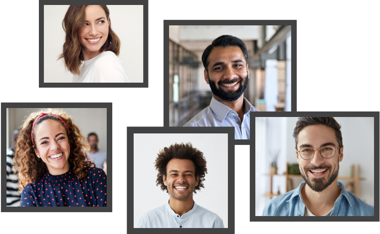 image collage of different people smiling