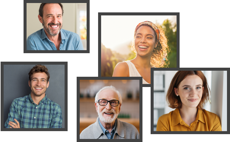 image collage of different people smiling